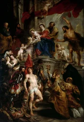 Madonna auf dem Thron mit Kind und Heiligen